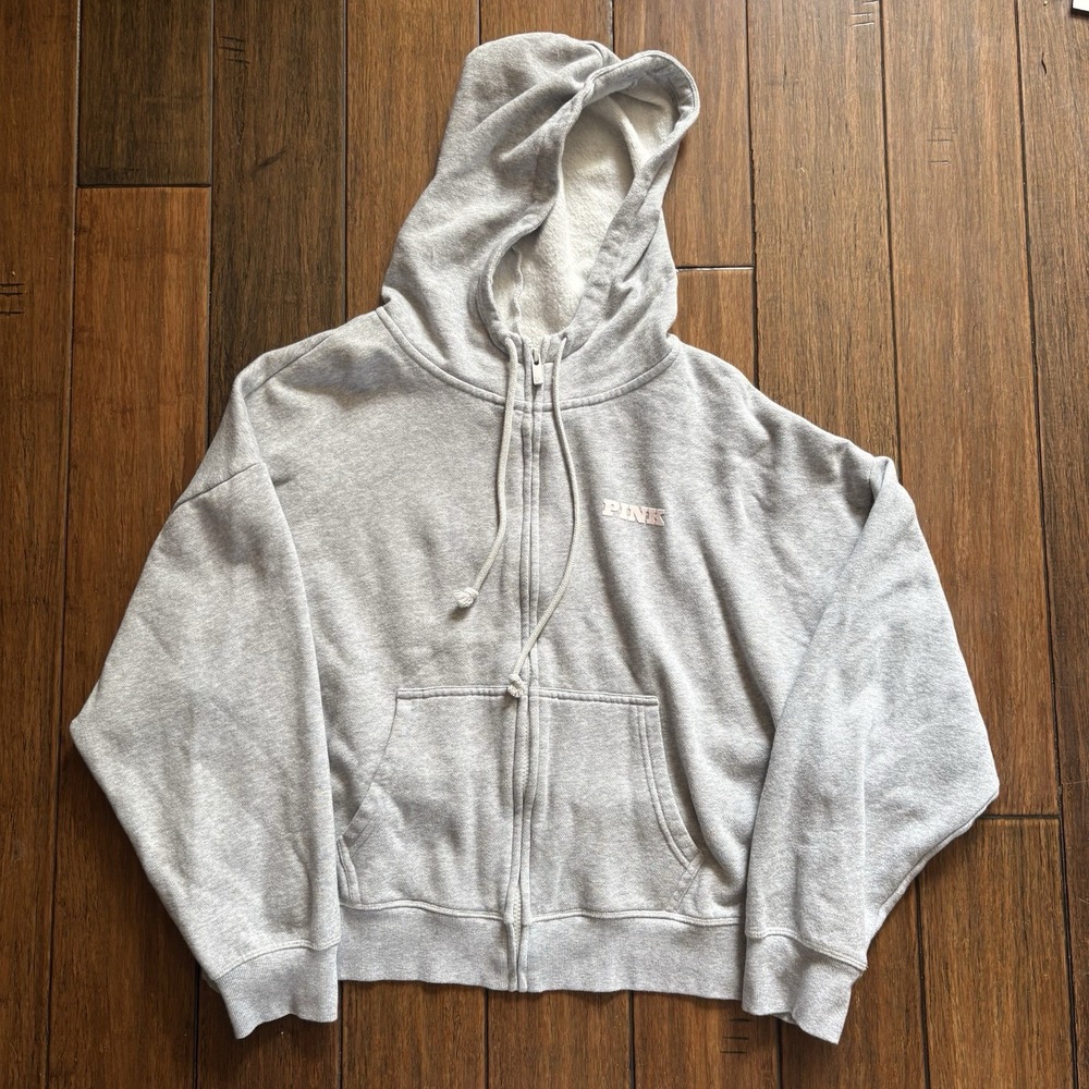 Victoria's Secret PINK Hoodie & Jogger Set Gray Size Large Pullover Sweatpants - Picture 2 of 16